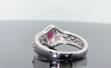 10K WHITE GOLD 1.50 CARAT DIAMOND & RUBY RING