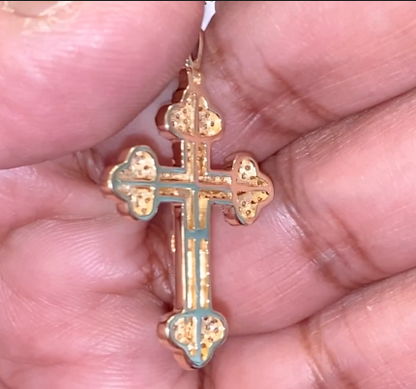 10K YELLOW GOLD .50 CARAT 1.50 INCHES REAL DIAMOND MEN CROSS PENDANT JESUS CHARM CROSS