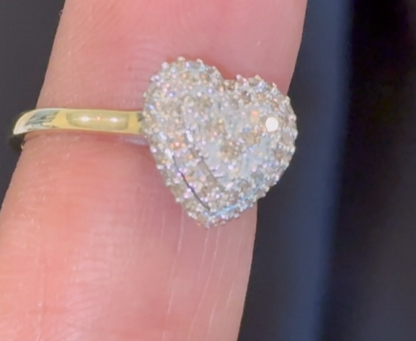 10K SOLID YELLOW GOLD .60 CARAT REAL DIAMOND WOMEN BRIDAL HEART WEDDING ENGAGEMENT RING