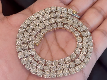 10K YELLOW GOLD 8 CARAT NATURAL DIAMONDS 20 INCHES 5 MM 39.51 GRAMS GOLD CHAIN NECKLACE