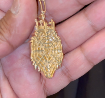 10K YELLOW GOLD 1.25 CARAT 2 INCHES 11.53 GRAMS NATURAL DIAMOND LION HEAD PENDANT CHARM