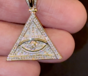10K YELLOW GOLD .75 CARAT NATURAL DIAMONDS 1.75 INCHES PENDANT CHARM