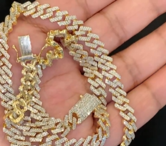 10K YELLOW GOLD 9.50 CARAT REAL DIAMOND 8MM 20 INCHES 50.72 GRAM GOLD CUBAN LINK CHAIN NECKLACE