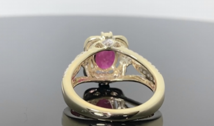 10K YELLOW GOLD 3 CARAT DIAMOND & RUBY RING