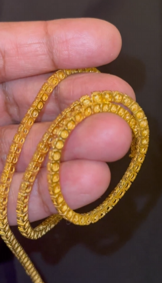 2.75 CARAT NATURAL DIAMOND STERLING SILVER GOLD PLATED 22 INCHES 4 MM 34 GRAM FANUC TENNIS CHAIN NECKLACE