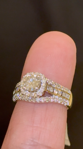 10K YELLOW GOLD 1.75 CARAT NATURAL DIAMOND CENTER .60 CARAT ENGAGEMENT RING WEDDING RING BRIDAL