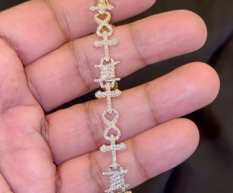 10K YELLOW GOLD 2.50 CARAT NATURAL DIAMOND 8 INCHES 10 MM BRACELET