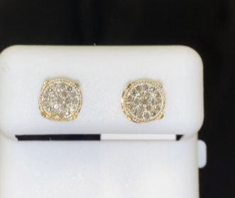 .20 CARAT REAL DIAMONDS STERLING SILVER YELLOW GOLD PLATED WOMENS 6 MM EARRINGS STUDS