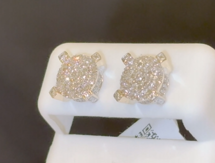 10K YELLOW GOLD .65 CARAT MENS WOMENS 9 mm 100% GENUINE DIAMONDS EARRING STUDS