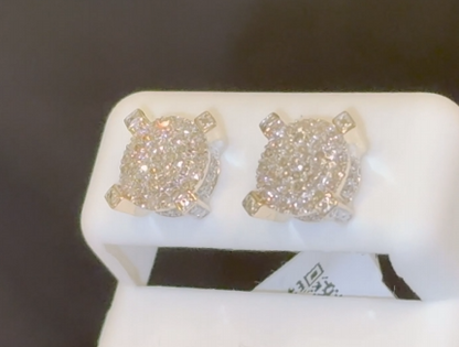 10K YELLOW GOLD .65 CARAT MENS WOMENS 9 mm 100% GENUINE DIAMONDS EARRING STUDS