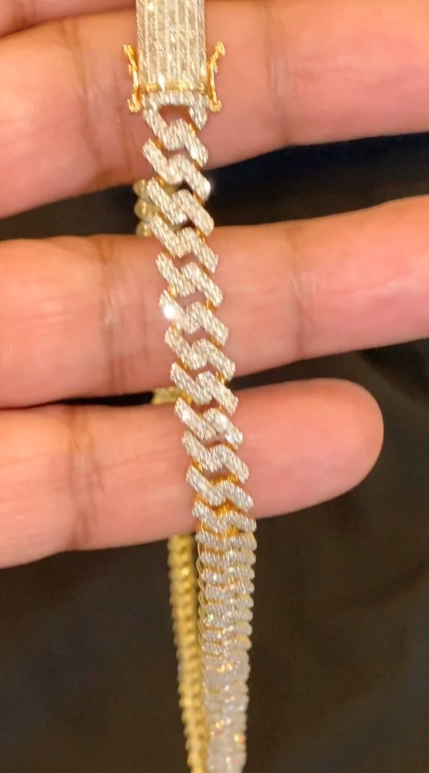 10K YELLOW GOLD 8.50 CARAT REAL DIAMOND 8MM 18 INCHES 47.68 GRAM GOLD CUBAN LINK CHAIN NECKLACE