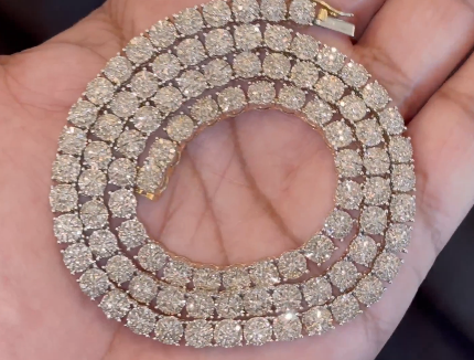 10K YELLOW GOLD 8.75 CARAT NATURAL DIAMONDS 22 INCHES 5 MM 44.63 GRAMS GOLD CHAIN NECKLACE