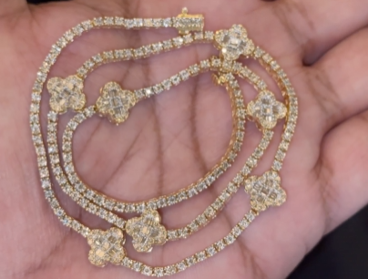 10K YELLOW GOLD 2.50 CARAT REAL DIAMOND 9 MM 18 INCHES 21.60 GRAM GOLD CHAIN NECKLACE