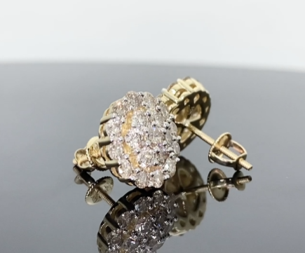 10K YELLOW GOLD 2 CARAT MENS WOMENS 12 MM 100% GENUINE DIAMONDS EARRING STUDS