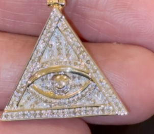10K YELLOW GOLD .75 CARAT NATURAL DIAMONDS 1.75 INCHES PENDANT CHARM