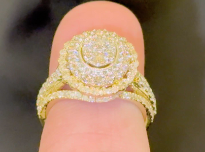 10K YELLOW GOLD 1.50 CARAT WOMEN REAL DIAMOND ENGAGEMENT RING WEDDING RING BRIDAL