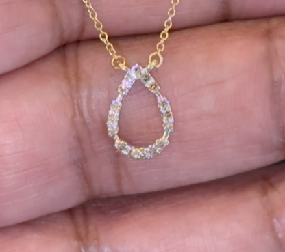 10K YELLOW GOLD .10 CARAT NATURAL DIAMOND PENDANT NECKLACE WITH GOLD CHAIN