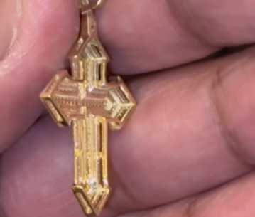 10K YELLOW GOLD .50 CARAT 1.50 INCHES NATURAL DIAMOND CROSS PENDANT CHARM