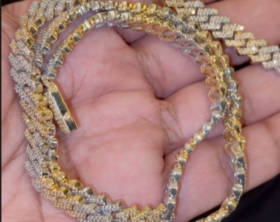 10K YELLOW WHITE GOLD 10.25 CARAT REAL DIAMOND 8MM 22 INCHES 63.04 GRAM GOLD CUBAN LINK CHAIN NECKLACE