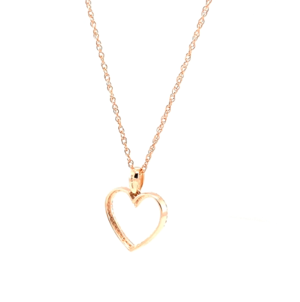 10K ROSE GOLD .15 CARAT REAL DIAMOND HEART PENDANT NECKLACE WITH GOLD CHAIN