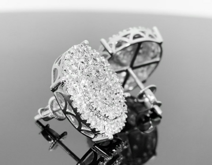 10K WHITE GOLD 2.75 CARAT MENS WOMENS 16 MM 100% GENUINE DIAMONDS EARRING STUDS