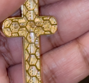 10K YELLOW GOLD .85 CARAT NATURAL DIAMONDS 2 INCHES CROSS PENDANT CHARM