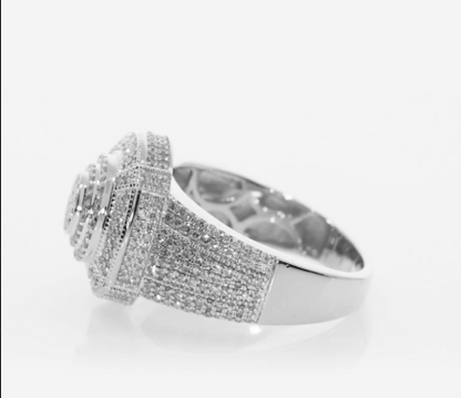 10K WHITE GOLD 2 CARAT MENS REAL DIAMOND ENGAGEMENT WEDDING PINKY RING BAND