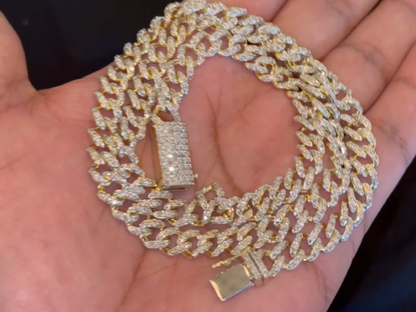 10K YELLOW GOLD 7 CARAT REAL DIAMOND 8MM 22 INCHES 55.09 GRAM GOLD CUBAN LINK CHAIN NECKLACE