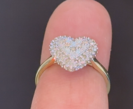 10K SOLID YELLOW GOLD .60 CARAT REAL DIAMOND WOMEN BRIDAL HEART WEDDING ENGAGEMENT RING