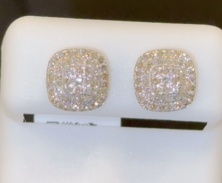 10K YELLOW GOLD .65 CARAT NATURAL DIAMONDS 9 MM EARRINGS STUDS