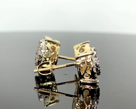 10K YELLOW GOLD 1.15 CARAT MENS/WOMENS 10 mm 100% GENUINE DIAMONDS EARRING STUDS