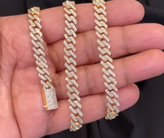 10K YELLOW GOLD 10.25 CARAT REAL DIAMOND 8MM 22 INCHES 54.78 GRAM GOLD CUBAN LINK CHAIN NECKLACE