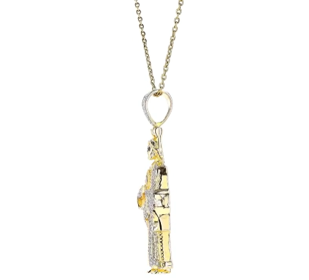 10K YELLOW GOLD .50 CARAT REAL DIAMOND 2 INCHES 7.74 GRAMS CROSS PENDANT CHARM