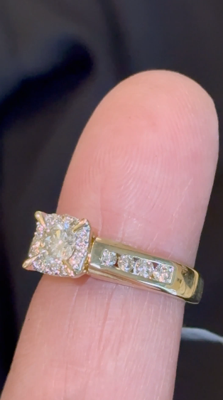 10K YELLOW GOLD 1.25 CARAT WOMEN NATURAL DIAMOND .40 CARAT CENTER DIAMOND ENGAGEMENT RING WEDDING RING BRIDAL