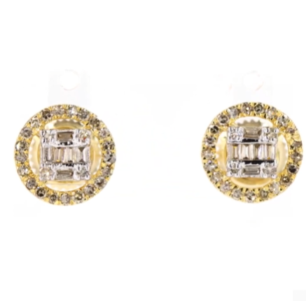10K YELLOW GOLD .50 CARAT 8 MM 100% GENUINE DIAMONDS MENS/WOMENS EARRING STUDS
