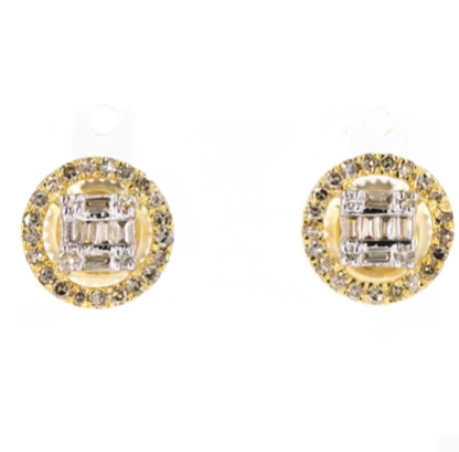 10K YELLOW GOLD .50 CARAT 8 MM 100% GENUINE DIAMONDS MENS/WOMENS EARRING STUDS