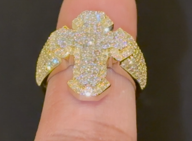 10K SOLID YELLOW GOLD 1.50 CARAT REAL DIAMOND CROSS ENGAGEMENT RING WEDDING PINKY BAND