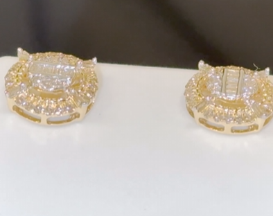 10K YELLOW GOLD .60 CARAT 10 MM 100% GENUINE DIAMONDS MENS/WOMENS EARRING STUDS