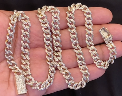 10K YELLOW GOLD 7 CARAT REAL DIAMOND 8MM 22 INCHES 55.09 GRAM GOLD CUBAN LINK CHAIN NECKLACE