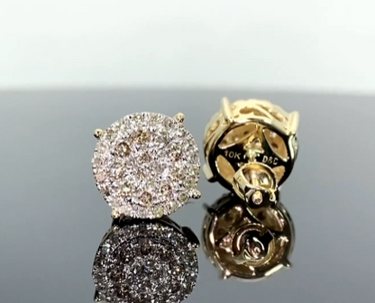 10K YELLOW GOLD 1.15 CARAT MENS/WOMENS 10 mm 100% GENUINE DIAMONDS EARRING STUDS