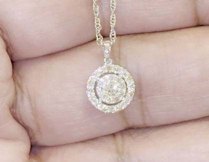 10K WHITE GOLD .60 CARAT REAL DIAMOND PENDANT NECKLACE WITH WHITE GOLD CHAIN