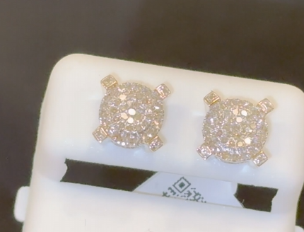 10K YELLOW GOLD .65 CARAT MENS WOMENS 9 mm 100% GENUINE DIAMONDS EARRING STUDS