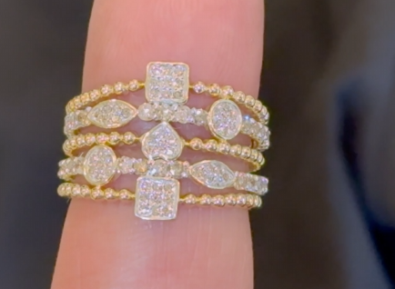 10K SOLID YELLOW GOLD 1.25 CARAT NATURAL DIAMONDS WOMEN RING