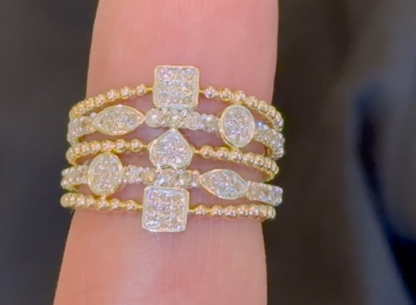 10K SOLID YELLOW GOLD 1.25 CARAT NATURAL DIAMONDS WOMEN RING