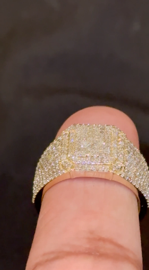 10K YELLOW GOLD 1.75 CARAT NATURAL DIAMOND ENGAGEMENT RING WEDDING PINKY BAND