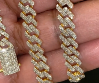 10K YELLOW GOLD 10.25 CARAT REAL DIAMOND 8MM 22 INCHES 54.78 GRAM GOLD CUBAN LINK CHAIN NECKLACE