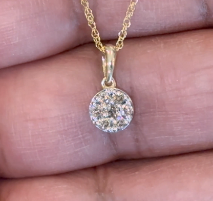 10K YELLOW GOLD .30 CARAT REAL DIAMOND PENDANT NECKLACE WITH GOLD CHAIN