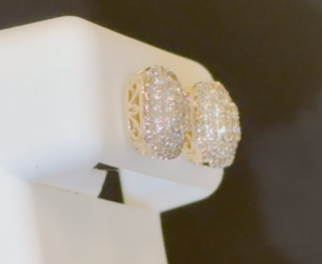 10K YELLOW GOLD .65 CARAT NATURAL DIAMONDS 9 MM EARRINGS STUDS