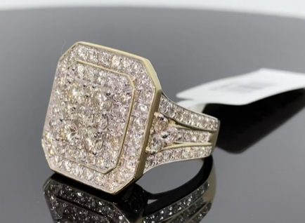 10K YELLOW GOLD 4 CARAT REAL DIAMOND ENGAGEMENT WEDDING PINKY RING BAND - SIZE 7