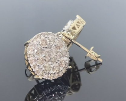 10K YELLOW GOLD 2.25 CARAT MENS WOMENS 14 mm 100% GENUINE DIAMONDS EARRING STUDS